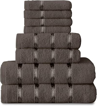 GC GAVENO CAVAILIA 8 Piece Towel Set 450 GSM Dark Grey Cotton