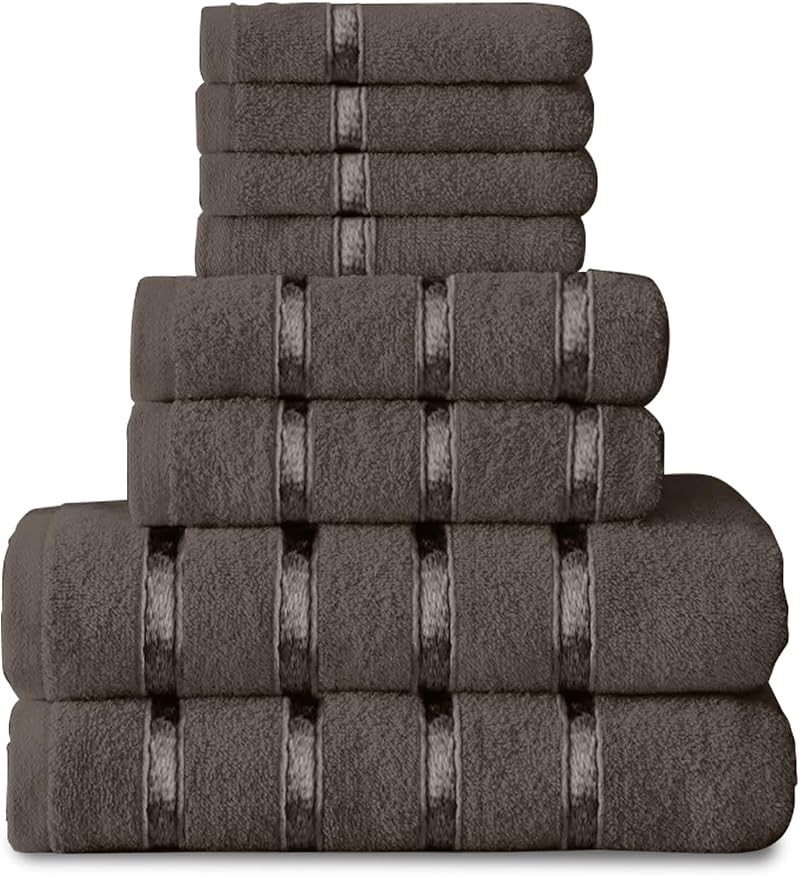 GC GAVENO CAVAILIA 8 Piece Towel Set 450 GSM Dark Grey Cotton