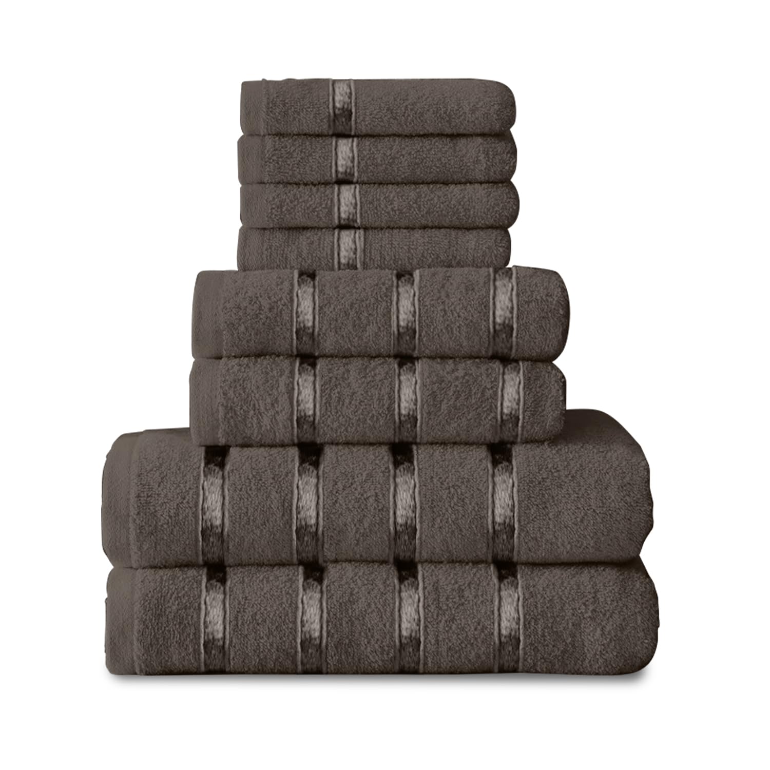 GC GAVENO CAVAILIA 8 Piece Towel Set, Quick Dry Highly Absorbent Cotton Towel Sets Bathroom, Dark Grey Towel Bale Set 450 GSM, 4x Face Towel 2x Hand Towels 2x Bath Towels — image 1