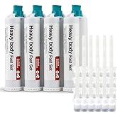 E&amp;E Heavy Body Fast Set Silicone, 4 x 50ml Cartridges, 24 Mixing Tips | 40-Second Working Time, 2-Minute Setting Time, High Viscosity, Easy Demolding, Dimensional Stability