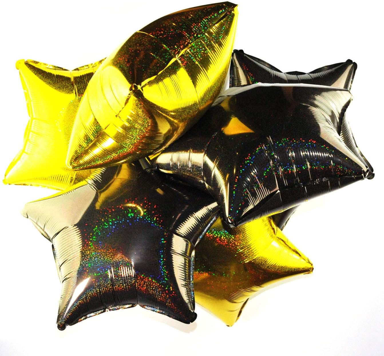 Happium Star Holographic Foil Balloons Pack of 6 Helium 18 Inches Star Balloons Foil Balloon Set for Birthday Party Graduation Baby Shower Wedding Anniversary Party Decorations (Black - Image 3