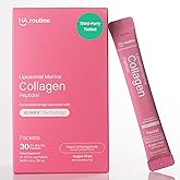 Liposomal Marine Collagen Powder Packets, 2100mg Sugar-Free Flavored Powder, 190mg Vitamin C for Skin, Hair, and Nails, Supports Joint Health - 30 Packets, Peach Pomegranate Flavor