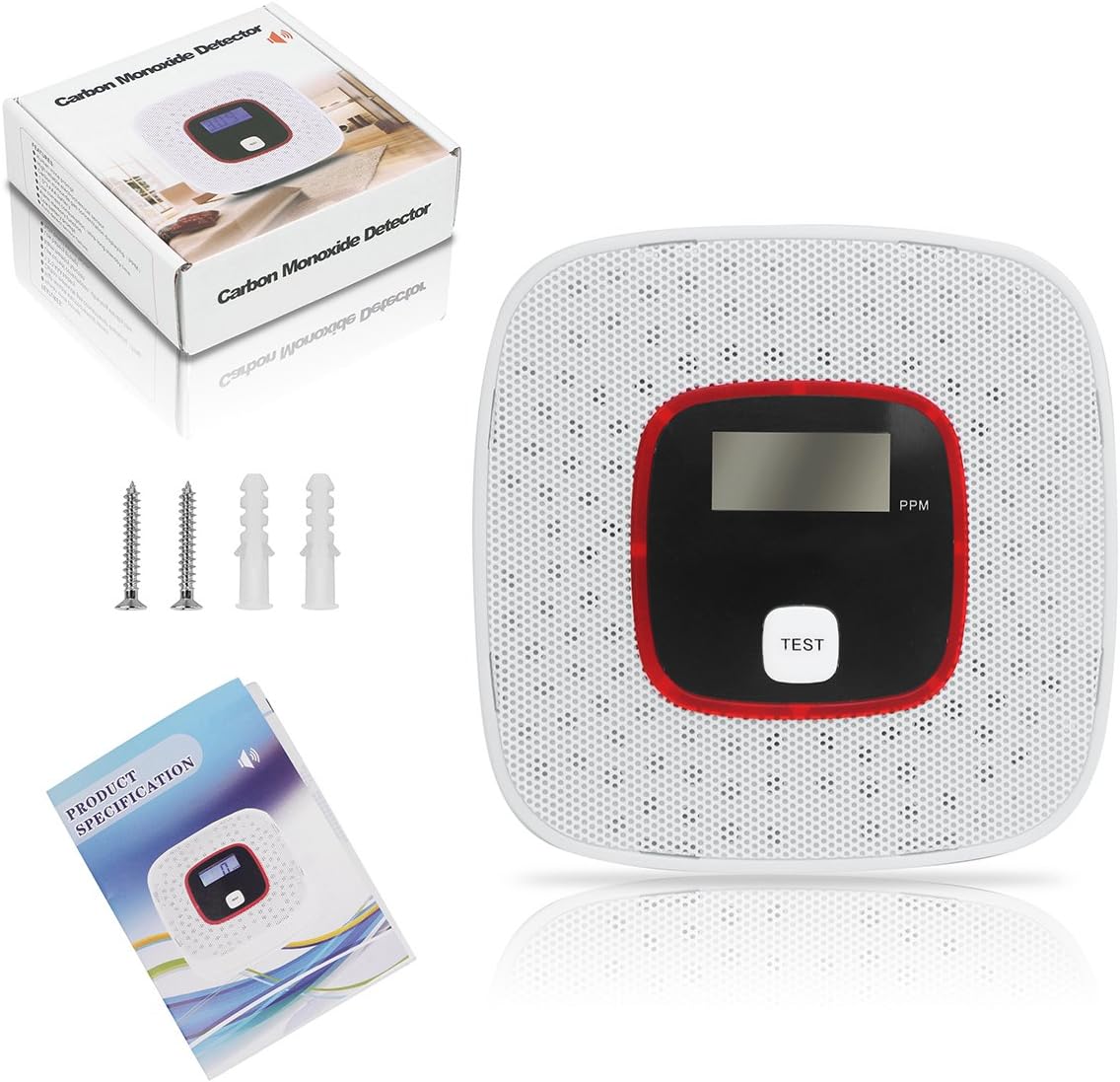 Carbon Monoxide Detector 3 Pack CO Alarm Detector Voice Notification, LCD Digital Display, Battery Operated for House, Bedroom, Living Room, Garage, Hotel, Office (AAA Batteries NOT Included) - - 
