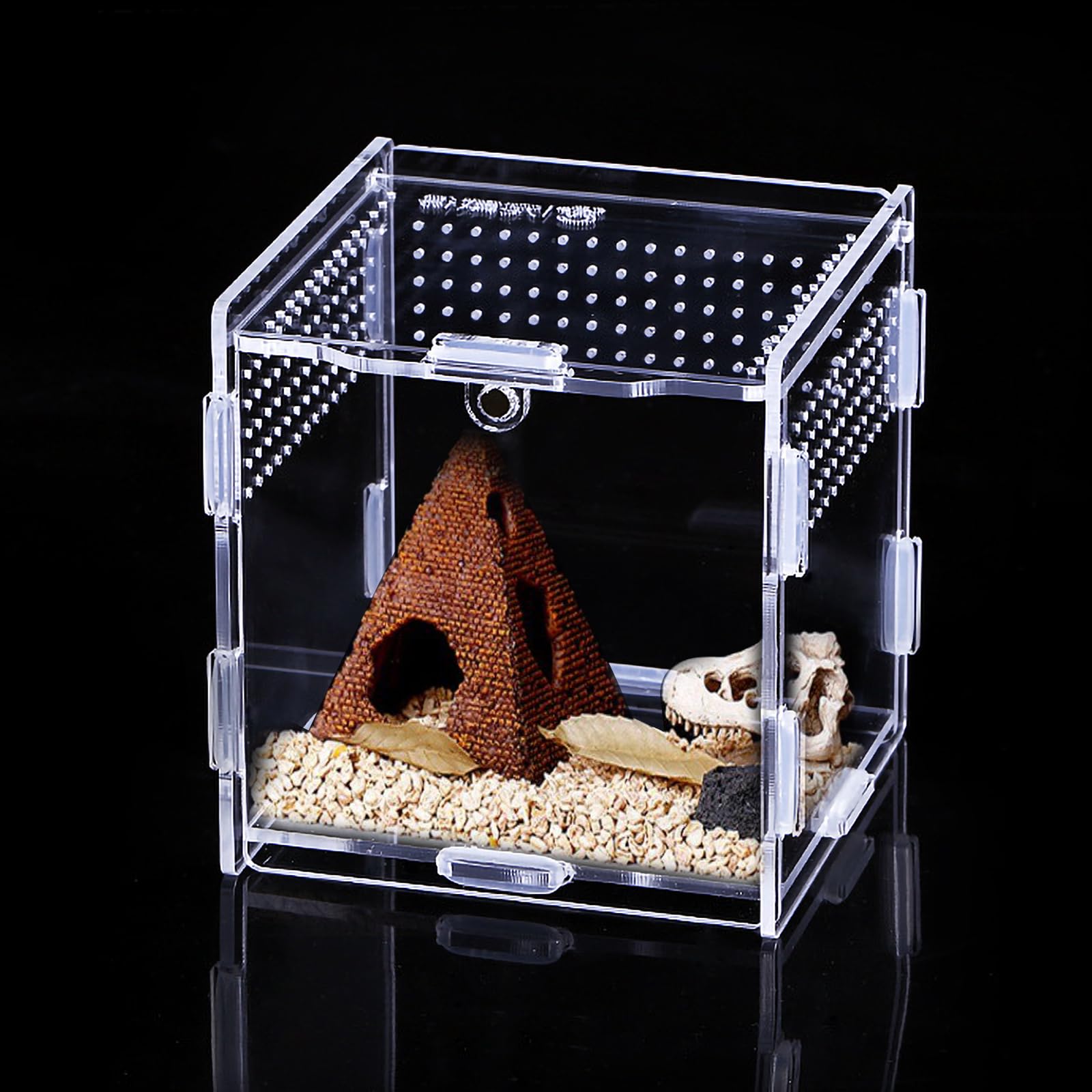 DIYARTS Acrylic Reptile Feeding Box, Assemble Insect Feeding Box, Portable Habitat Terrarium Reptile Breeding Case for Spide, Lizard, Scorpion, Centipede, Horned Frog, Beetle 0