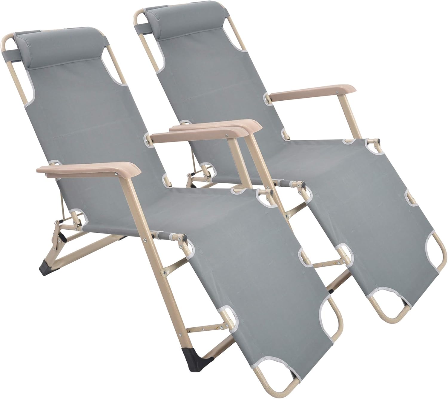 Lucky Tree 2 Pack Patio Chaise Lounge Chairs Adjustable to