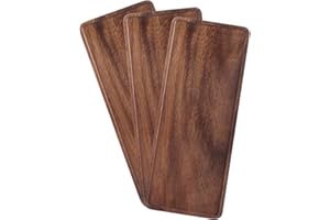 QTLCOHD 3 Pack Acacia Wood Serving Tray, 12" x 4.7" Rectangular Wooden Serving Platter, Mini Cheese Board for Charcuterie, Fo