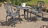 Garden Life Antique Effect Rose Design 2 Seater Patio Bistro Set Pewter PVC view 2