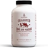 Ancestral Supplements Grass Fed Beef Bone and Marrow Supplement, 3000mg, Skin, Oral Health, and Joint Support Supplement, Promotes Whole-Body Wellness, Non GMO Whole Bone Extract, 180 Capsules