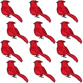 LWINGFLYER 12pcs Red Cardinals Artificial Birds Clip on Birds 13cm/5inch Realistic Ornaments Christmas Birds for Christmas Tree Decoration Wreath Crafts