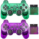 Wireless Controller for PS2,Built-in Dual Vibration 2.4G Gamepad Joystick Compatible for PS2,with Wireless Receivers (Clear P