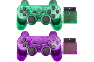 Wireless Controller for PS2,Built-in Dual Vibration 2.4G Gamepad Joystick Compatible for PS2,with Wireless Receivers (Clear P