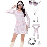 FEELJAM 70s Disco Outfit Women - Vintage Sequin Go Go Dance Dress Costume - Shiny Disco Dress for 70's Theme Parties