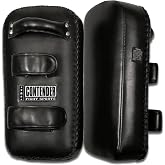 Contender Fight Sports Muay Thai Pads - MMA Kickboxing Shields (Pair) | Durable vinyl striking targets for leg and knee strikes. Features riveted handles and dual hook &amp; loop straps. 16"x8"x3.5".