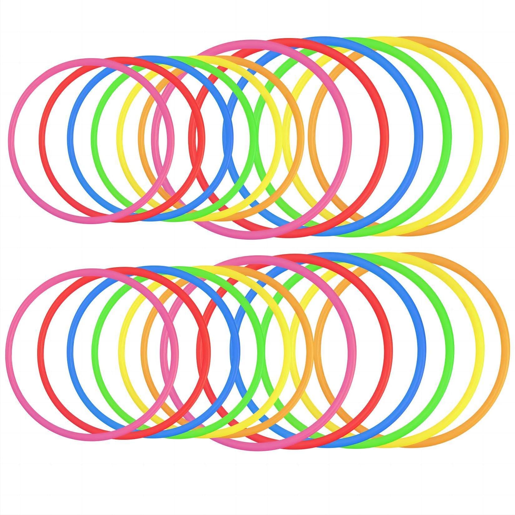 24Pcs Plastic Toss Rings Toys, Throwing Rings Toss Hoops for Kids, Ring Toss Game Carnival Rings Toss for Indoor Outdoor Sport Games, Party Favor Games (4 Size 5.8/6.9/7.7/8.6 inch)