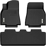 oEdRo Floor Mats Compatible with 2020-2021 Tesla Model Y Includes 1st and 2nd Row: Front & Rear Full Set Liner, Black TPE All