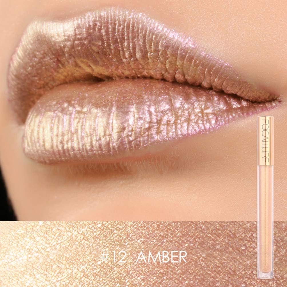 Focallure Lipstick Metallic, Makeup Lip Gloss, Liquid Glitter Lipgloss