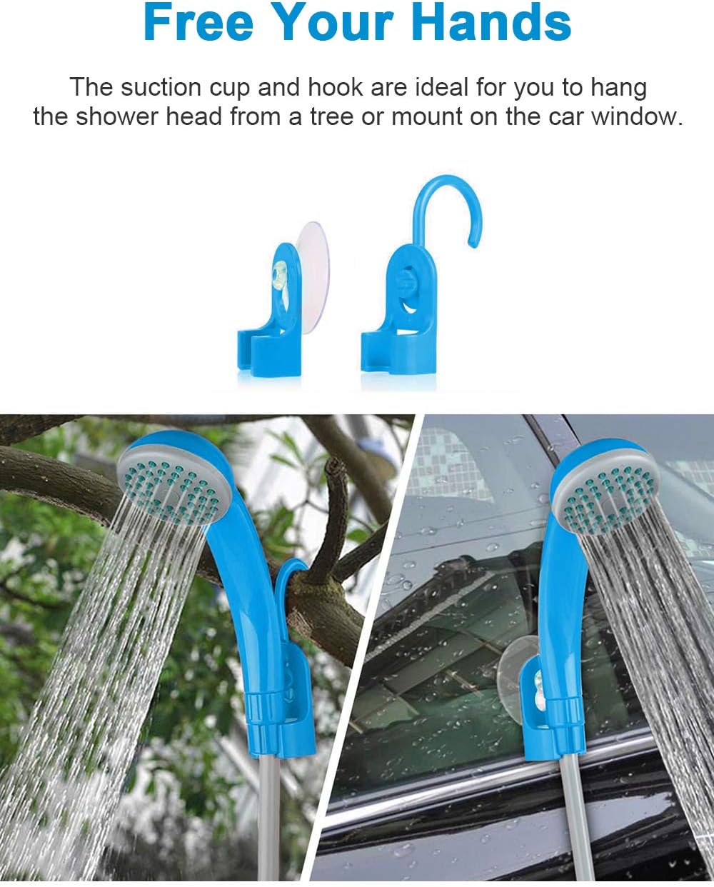 innhom Portable Shower Outdoor Camp Shower Camping Shower Camp Shower Pump, Electric Rechargeable Portable Shower, Powered by Rechargeable Battery or Car Cigarette Lighter 1 Year Warranty : Sports & Outdoors