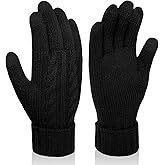 Wandx Womens Winter Gloves, Warm Knit Gloves for Cold Weather Long Cuff Touch Screen Gloves for Women Men