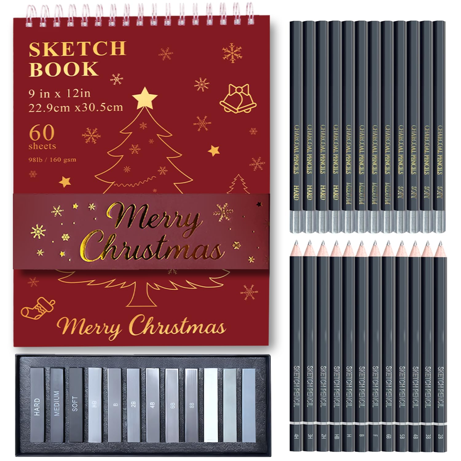 Fuxi Art Supplies for Teens 14-16 Girls, Professional Sketch Book and Pencils Set, Gifts for Sketch Artists with Stocking Stuffers. Image
