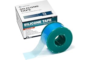 Ceeport Soft Silicone Tape for Skin, 1" x 5.46 Yards, 1 Rolls Medical Adhesive Tape, Easy to Tear Pre-Cut Waterproof Surgical Tape for First Aid, Wound, Bandage and Sensitive Skin
