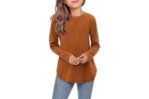 storeofbaby Girls Casual Long Sleeve Shirts Round Neck Tops Loose Fit Tunic Blouses