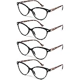 HEEYYOK Women Reading Glasses 4-Pack,Cateye Readers Glasses Small Face Comfort Spring Hinge 0.50