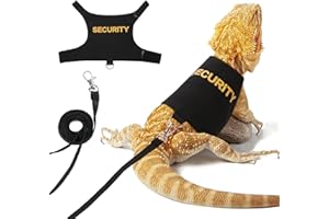 Preferhouse Bearded Dragon Lizards Clothes with Leash,Set for Small Pets Reptiles Guinea Pig Apparel Lizards Outdoor Walking Training Harness Leash Hand-Made Security Costume Photo Prop