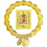 SIXAOAZZ Wealth Abundance Feng Shui Bracelet with 14K Gold Plated Tibetan God of Wealth Money Charm and Crystal Beads Meditation Protection Bracelet for Men and Women
