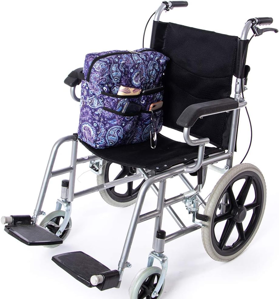 Walker Bag, Walker Accessories Basket, Large Capacity Tote Caddy Pouch Compatible with Walker,Wheelchair and Rollator,Folding Organizer Pouch for Elderly,SeniorsAnd Disabled (Purple Flower Print): Health & Personal Care