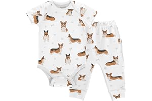 vvfelixl Baby Pants Sets Black Dachshund Long Haired Short Sleeve Baby Clothes for Boys Girls 0-24M