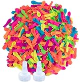 600 Pack Water Balloons Refill Kits Eco-Friendly Latex Water Bomb Balloons for Summer Splash Fun Fight Games with 2 Hose Nozzles Refill Kits