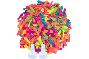 HLONON 600 Pack Water Balloons Refill Kits Eco-Friendly Latex Water Bomb Balloons for Summer Splash Fun Fight Games with 2 Hose Nozzles Refill Kits