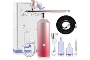 Cenoz Portable Airbrushkit, Handheld Mini Airbrush Makeup Kit, Rechargeable Cordless makeup sprayer with 2 Capacity Cups(Pink with Airbrush Hose)
