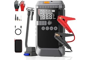 Car Jump Starter with Air Compressor, 6000A 160PSI Car Booster Pack(All Gas/12L Diesel), Battery Power Pack with Jump Cables,