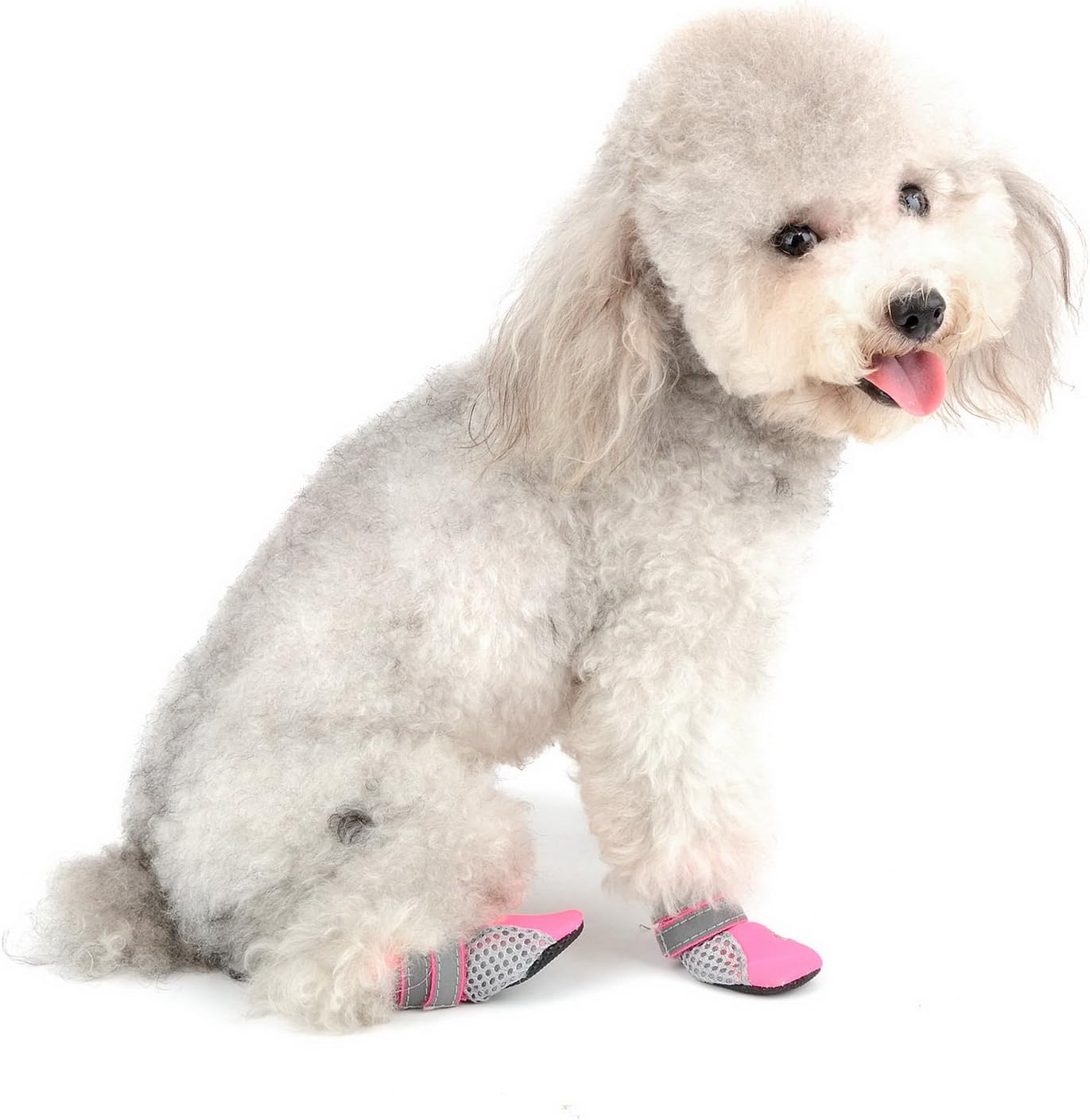 Zunea Paw Protector Dog Boots Summer Non-slip Small Dog Booties Reflective Breathable Soft Mesh Puppy Dog Shoes Heat Resistant for Hot Weather Hot Pavement Pink mini S - Image 5