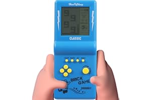 HIKONIA Handheld Brick Game Console,3.5-inch Large Screen Handheld Building Block Game Tank Racing Electronic Game,Built-in 23 Classic Games Nostalgia Puzzle for Adults Children Kids Blue