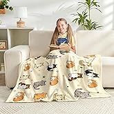 Jameswish Cat Kids Throw Blanket for Girls Boys Teens Soft Fuzzy Flannel Animal Bed Blanket for Women Adults Plush Cute Christmas Birthday Gifts,50”x60”