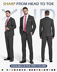 YND Men's 2 Piece Suit with Tie, 2 Button Slim Fit
