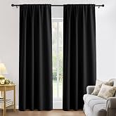 PONY DANCE Blackout Curtains 80 inches Long 2 Panels Set for Bedroom | Lights &amp; Drafts Blocking Window Curtains Room Darkening Drapes for Living Room, W42 x L80 inch, 2 Panels, Black