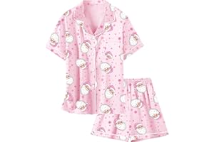 Schbbbta Girls Womens Pajamas, Satin Silky Pjs Set Kids 2Pcs Button-Down Nightwear Sleepwear Gift for Mommy and me
