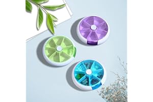 3PCS Weekly Pill Organizer Daily Pill Box 7 Day Medicine Pill Dispenser Rotate Pill Planner with 7 Compartments for Fish Oil 