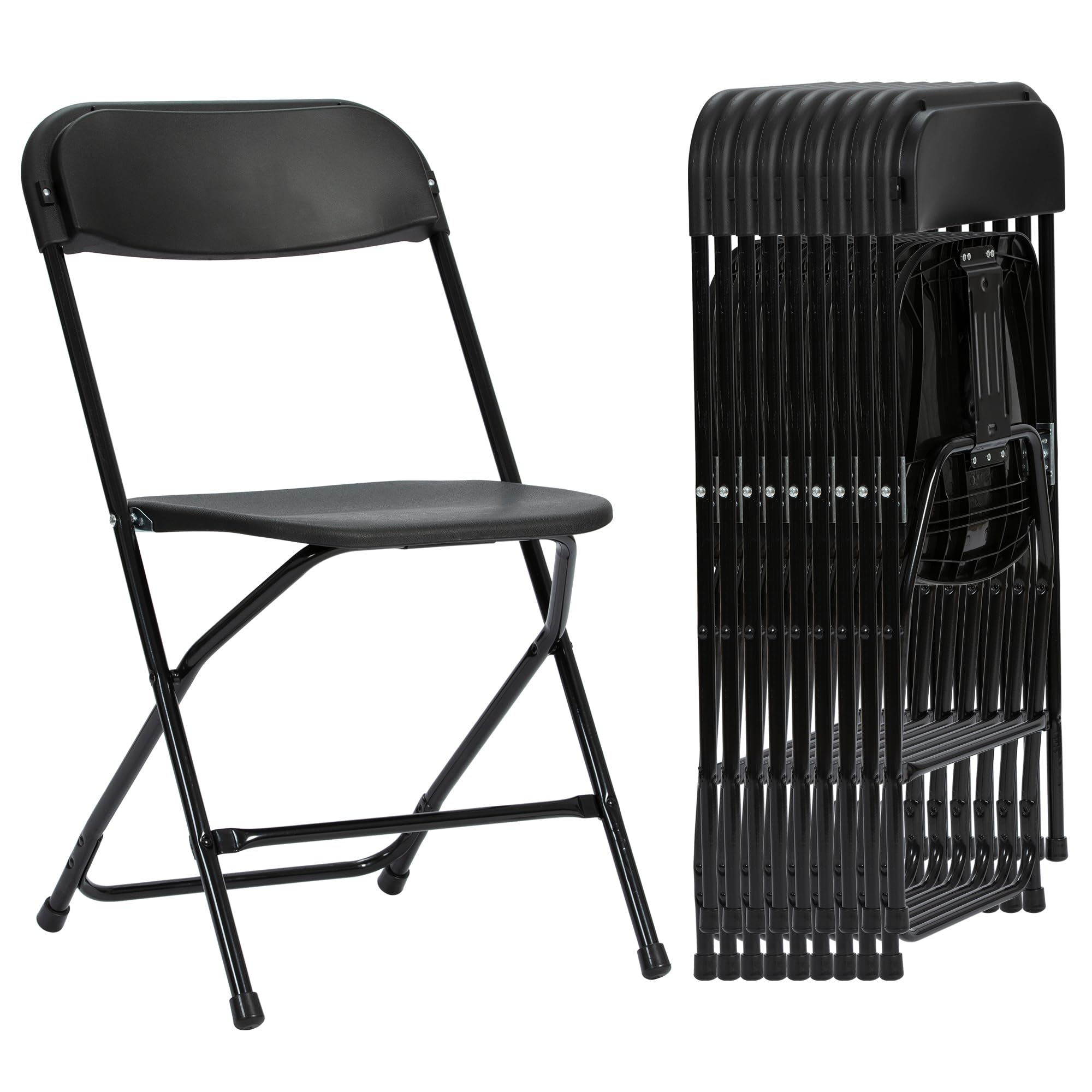 Photo 1 of  Black Plastic Folding Chairs, Perfect for Party Event Outside Entertaining, 350 LBS Capacity
