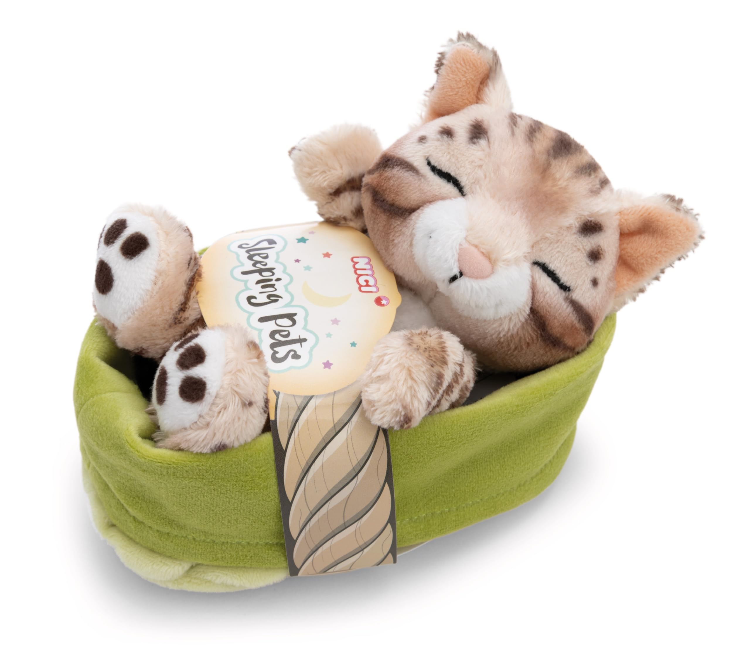 NICI Kuscheltier Katze Bengal 12cm schlafend im Körbchen - bunt - 63132 2
