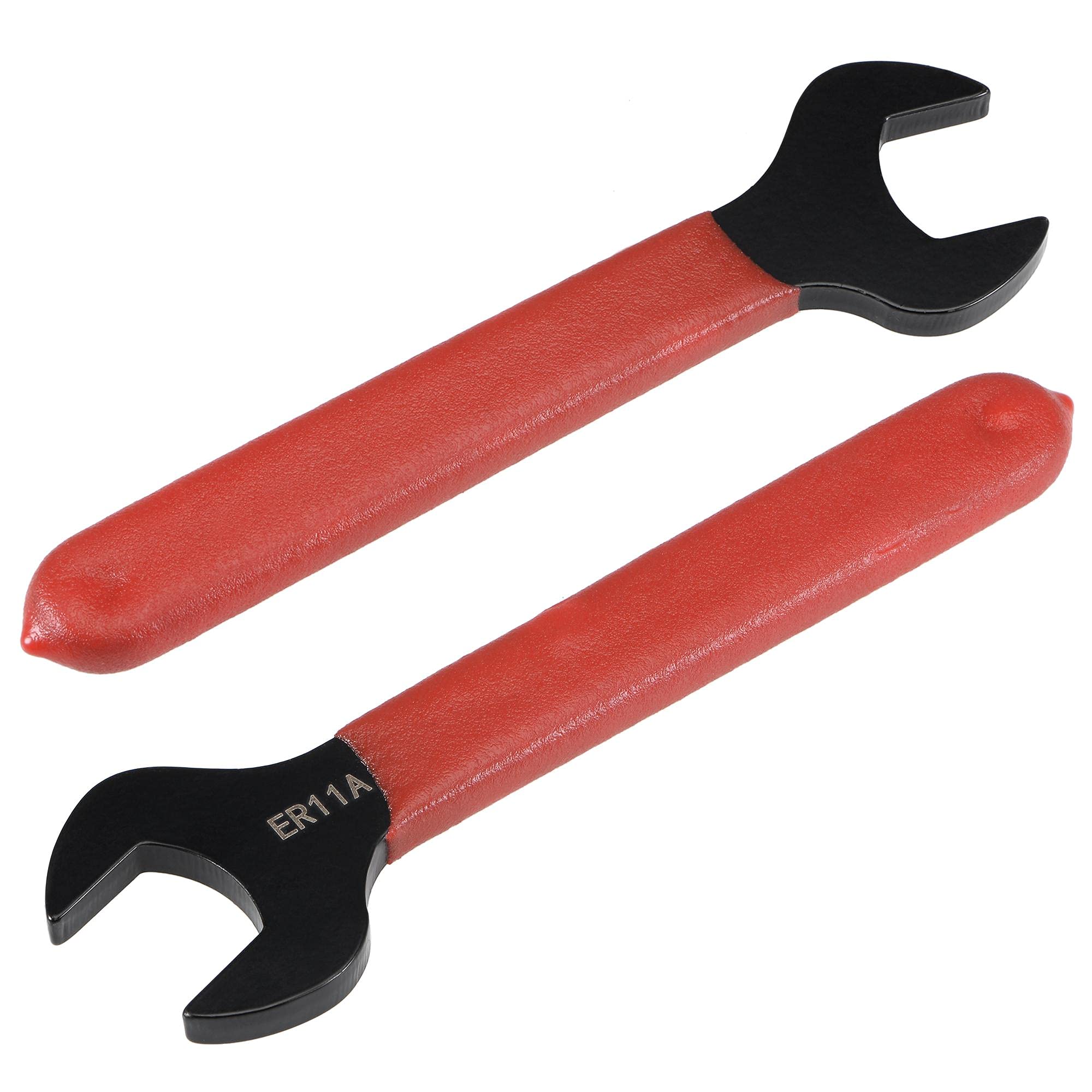 sourcing map Collet Chuck Wrench Spanner for ER11A Lathe Clamping Nut with Red Non-Slip Handle 2pcs