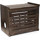 Wooden WiFi Router Storage Box - Deluxe Wall Mountable Decorative Modem Shelf Hider Cover with Cable Management System Home Organization Solution for Routers Up to 11" Tall - Espresso Brown