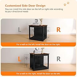 DWANTON Dog Crate Furniture with Cushion, Wooden