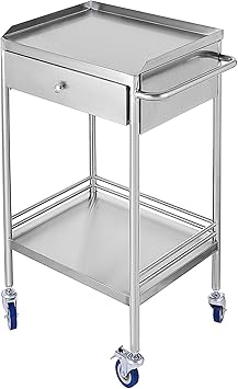 Vevor Chariot De Laboratoire Inox Service Table Roulante Desserte 2 Plateaux 2 Etages En Acier Inoxydable Avec Tiroir Superieur 1 Tiroir Dentaire Salon De Beaute Centre De Recherche Hopitaux Amazon Fr Sports Et Loisirs
