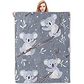 VANZEV Koala Pattern Blanket, Cute Animal-Themed Fleece Throw with Koala Design, Soft Cozy Lightweight Blanket, for Kids and Animal Lovers, 50x60 in,Decor