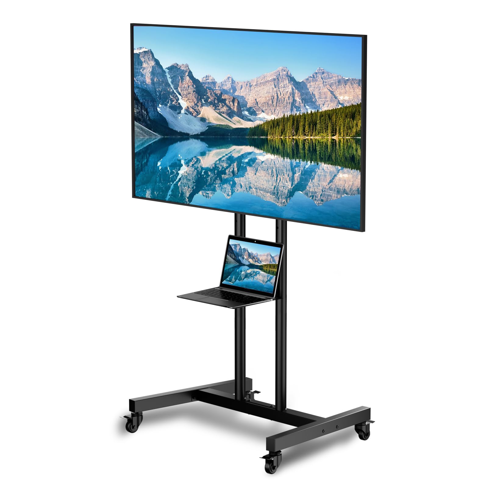 Mobile TV Stand, TV Cart with Wheels for 32-70 inch TV, Hight Adjustable,15° Adjustable Viewing Angle, Portable TV Stand with Shelf, Max 88 LBS, Vesa max 600×400