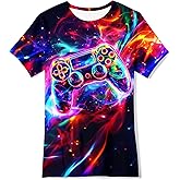 Boys Girls Neon Shirt Short Sleeve Cool 3D Graphic Print Neon Game Summer Tees Tops for 8-12 Years
